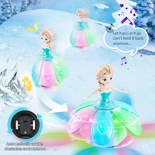 Isdrottning Leksaker för Flickor, Dansande Prinsessa Interaktiv Snurrrobot Leksak för Små Flickor med Färgglada Blinkande Ljus & Musik, Föreställ dig Jul Födelse
