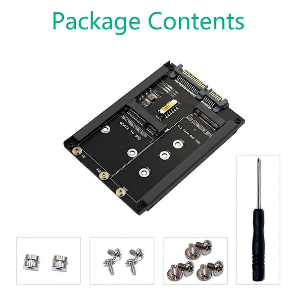 2-i-1 MSATA + B Key/B+M Key M.2 SSD till 2.5 SATA Adapterkort med Hölje Sockel för M2 NGFF SATA3