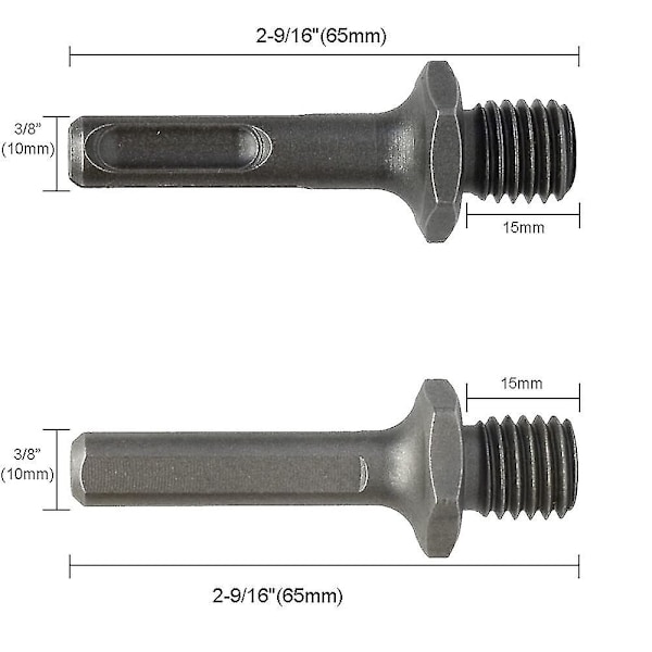 2 stk. Adapter M14 Han Gevind Til Sds Plus Hun Og Hun Trekant Til Slibemaskine Bor