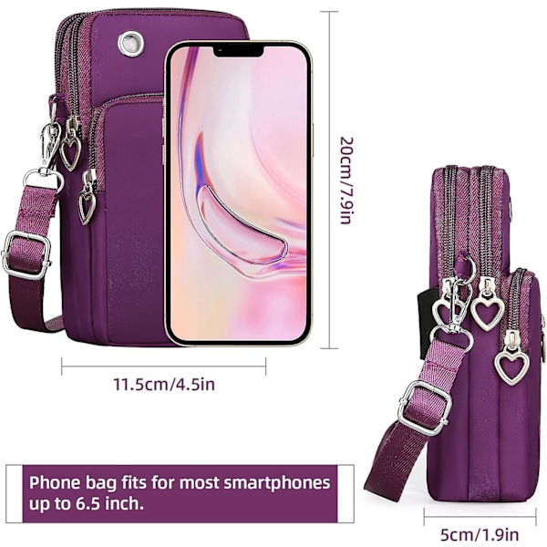 Mobilväskor för Kvinnor Crossbody, Nylon Crossbody Mobilväska Mobiltelefonfodral med Lång Rem, Dam Mobiltelefon Crossbody Väska Liten Axelväska med