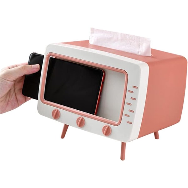 TV tissue box multifunktionel mobiltelefon holder pink