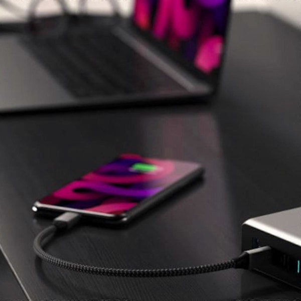USB-C - Lightning -kaapeli - 25 cm, harmaa