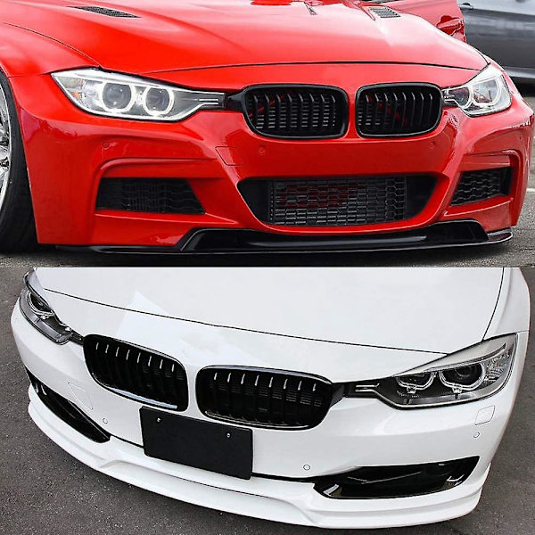Front Nyregitter Til- 3 Serie F30 F31 F35 2012-2018 (Enkelt Lame Blank Sort Grill, 2-delt Sæt)