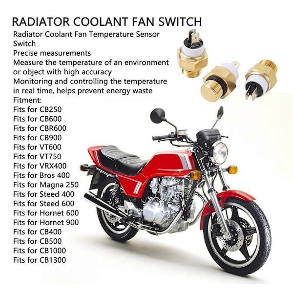 3st Motor Kylare Kylvätska Fläkt Temperatursensor Brytare M16x1.5MM Vattentemperaturbrytare för CB250 CB600 CBR600 CB900
