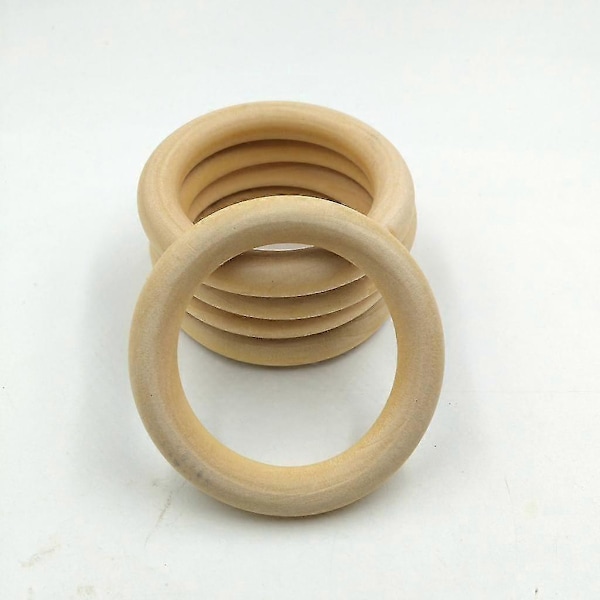 Naturliga Träringar Trä Hantverk Ring DIY Smyckesfynd 10st 70mmP202112241008