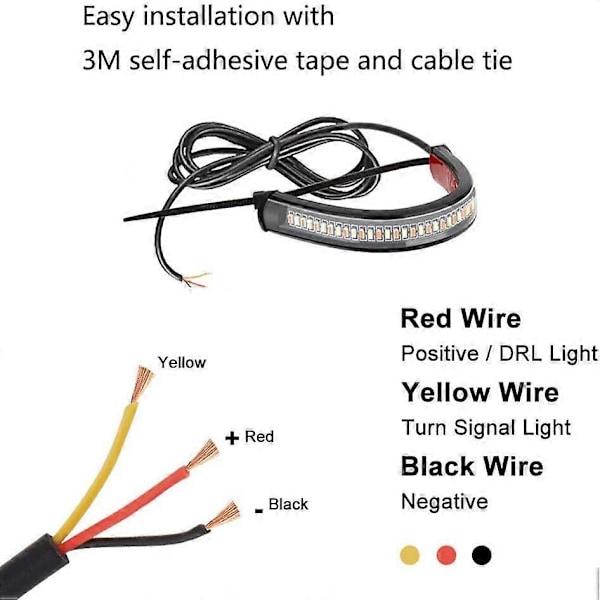2 st Flexibla Switchback Tvåfärgade Motorcykel LED Gaffel Blinkers DRL Varselljus