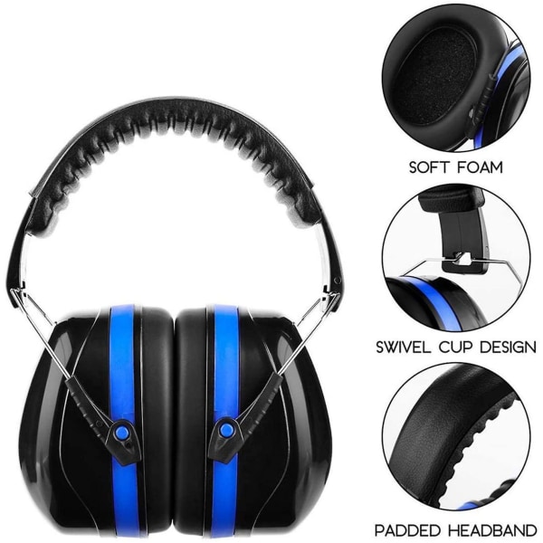 Brusreducerande hörselkåpor Anti-brusskydd ljudisolerande hörselkåpor (svarta + blå)
