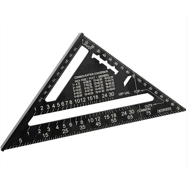 Oxideret aluminiumprofil trekantplade trekant lineal retvinklet lineal - 7\", 90°, sort, 1 stk