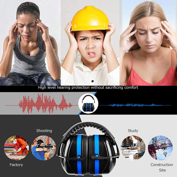 Brusreducerande hörselkåpor Anti-brusskydd ljudisolerande hörselkåpor (svarta + blå)