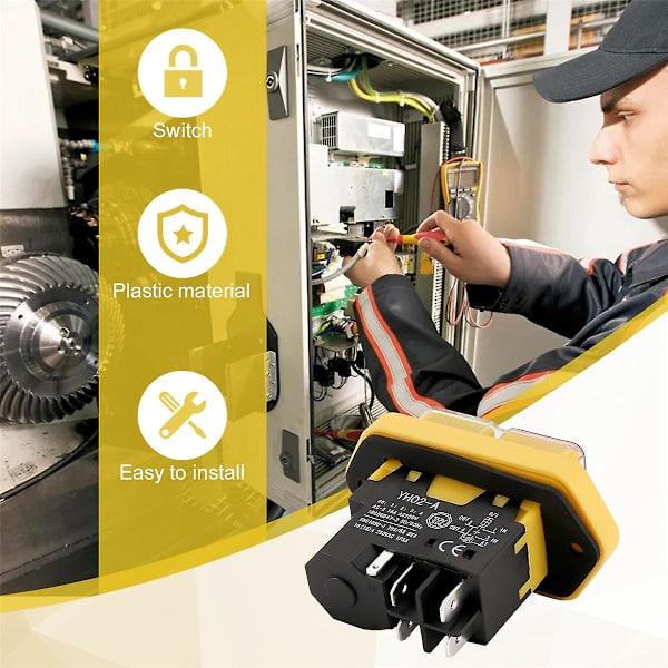 YH02-A Elektromagnetisk Afbryder 220V 15A 5PIN Start Trykknap til Værktøjsmaskine Udstyr Vandtæt Panel