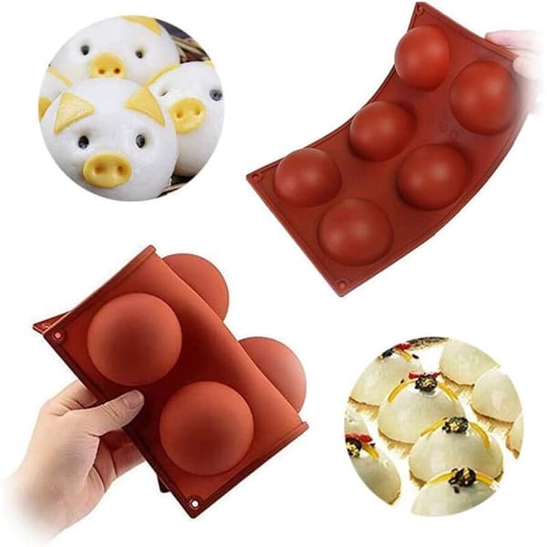 3 stk silikonformer 6-hulls kuppelformede silikonkakeformer gelépudding godteriform