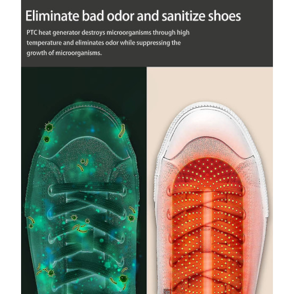 Elektrisk skotørker, skistøveltørker, sko- og støvelvarmer for å tørke svette sko og eliminere lukt, 3/6/9 timers timer Auto-off1stk-hvit
