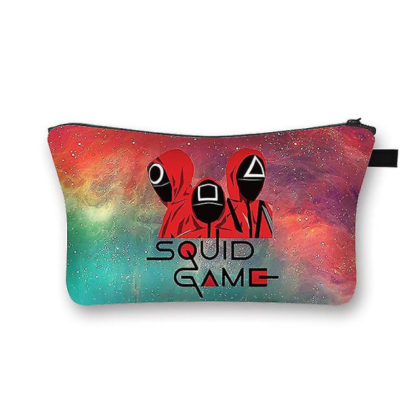 Squid Game Kosmetiikkalaukku Suuri Kapasiteetti Clutch Laukku Lady Matkustustarvikkeiden Säilytyslaukku Painettu Polyesteri