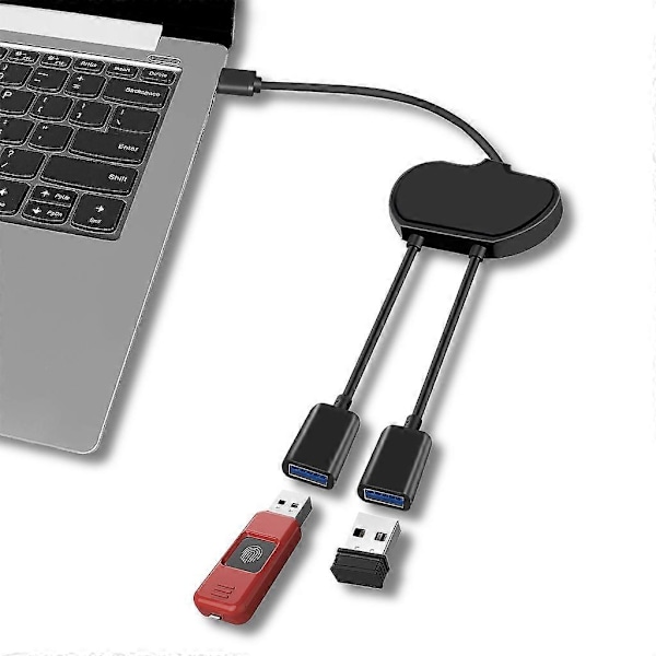 1 st USB 3.0 A-hane till 2 Dubbla USB-hon Datahub Ström Adapter Y-delare