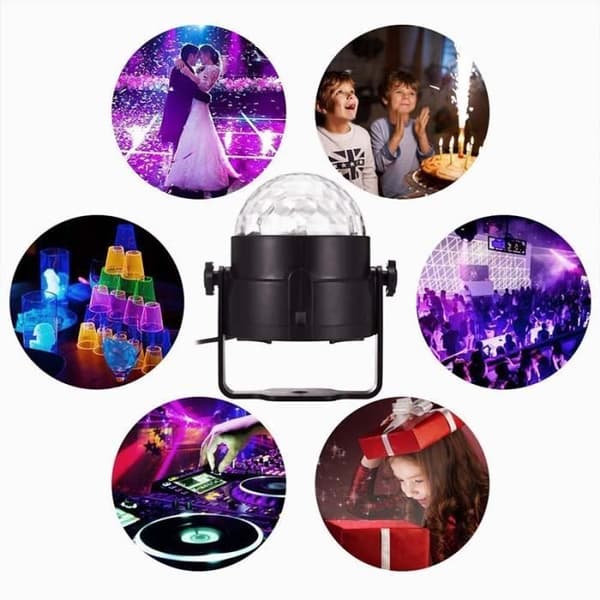 Diskokule - LED - 7 Farger - IR Fjernkontroll - Auto/Lyd/Strobe Moduser - DJ Scenelys