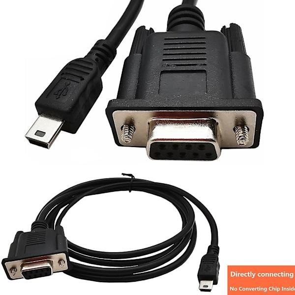 Mini USB Han til RS232 DB9 9 Pin Hun Adapter Forlængerledningskabel 1,8m