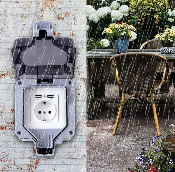 Utendørs vanntett USB-strømuttak-86*86*35mm, 1 stk