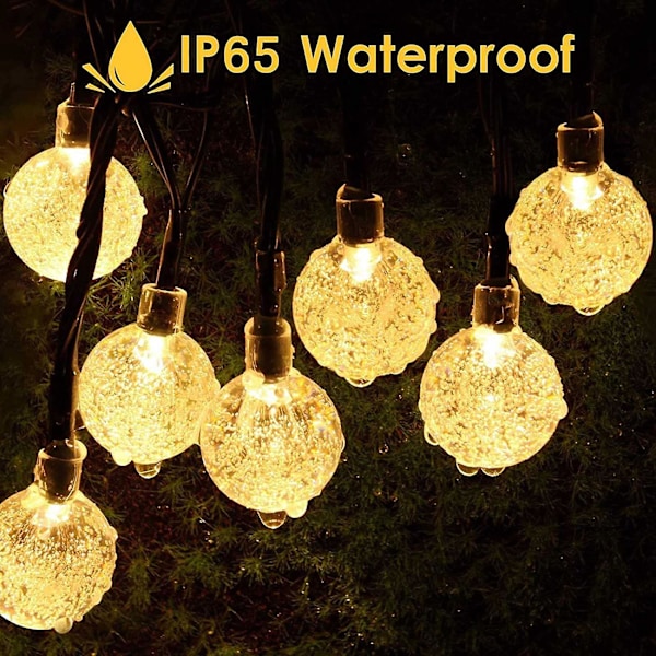 2-pakning 36FT 60 LED Crystal Globe Solar String Lights Utendørs Vanntett, Solar Lights Utendørs Dekor