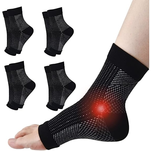 Neurostrumpor for menn og kvinner 4 PAR Neuropatistrumpor Kompresjonsfotärmar for menn og kvinner Artritt Vrickad fotled Andas Anti-Slip L/XL