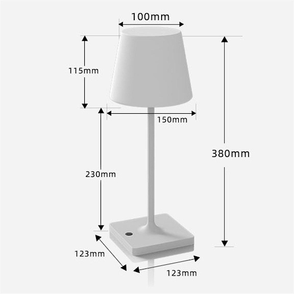 Sladdlös LED-skrivbordslampa USB-laddningsbar steglös dimning bärbar nattlampa för vardagsrum, hotell