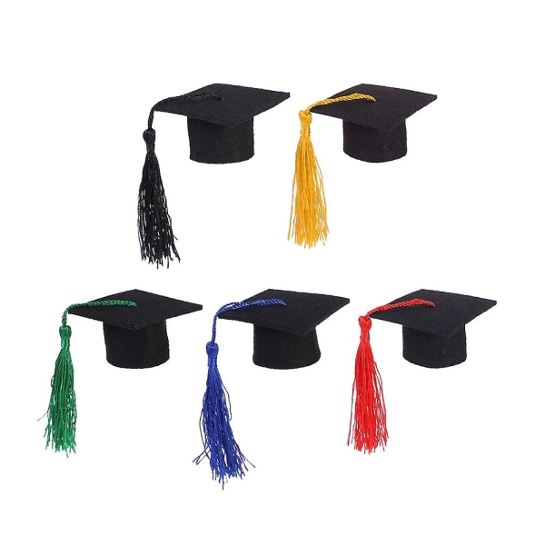 5 kpl Mini Graduation -viinipullon koristeellinen tupsu Fancy Dr Graduated Bachelor -hattu viinipullon koristeluun (punainen/musta/vihreä/keltainen/tummansininen)