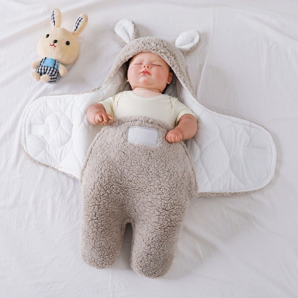 Unisex babysvøbtæppe, sovepose med split ben Nyfødt 6M 【Ca. 1-3 måneder grå