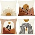 Kuddfodral 45x45 cm - Akvarell blommönster - Bomull och linne - 4-pack