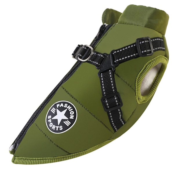 Vedenkestävä takki koiralle, valjaat mukana, talvi Mukava puuvillavaate Topattu liivi pienille ja keskikokoisille koirille Lilalila XL Military green