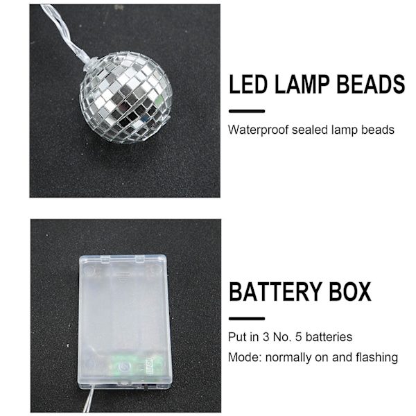 LED-lyssnor med speilball, scenrefleksjonslampe for bryllup, nyttår, jul, DJ, hjemmefestdekor, feriepynt