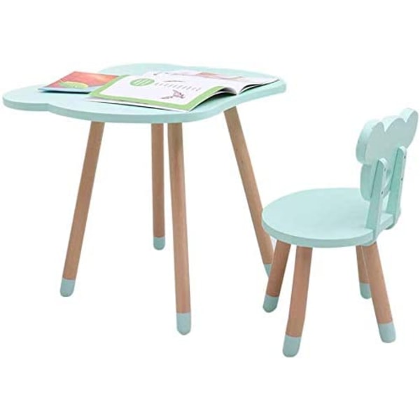 CTC Kids/Barn skrivebord og stolsett, massivt tre skrivebord/spillebord, mintgrønn)