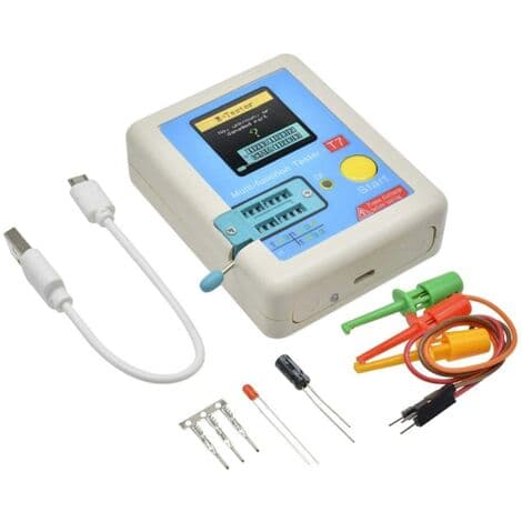 LCR-T7 TFT Transistortester: Måler dioder, trioder, kondensatorer, modstande. Grafisk display. Automatisk slukning.