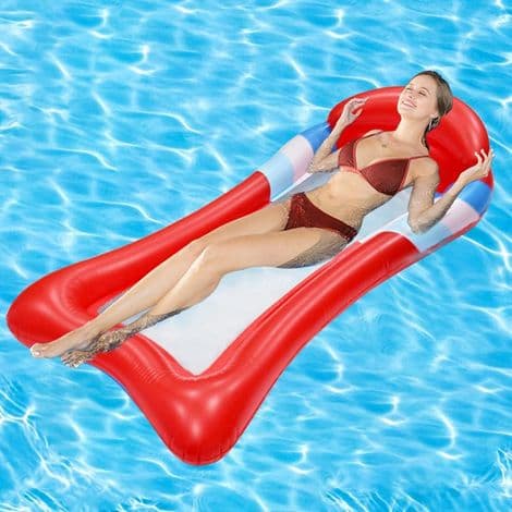 Oppustelig flydende seng. Pool solseng flyder - Oppustelig foldbar liggestol flyder.