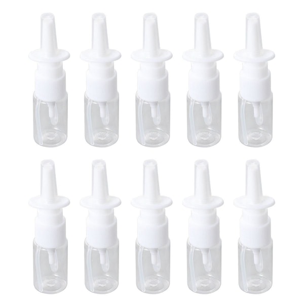 10 st 10 ml bärbar nässprayflaska rinit påfyllningsbar fin dimma tomma sprayflaskor (10M transparent platt axelflaska + 18R direkt injekti