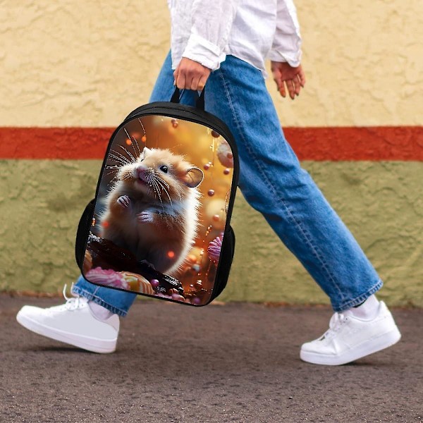 YJG\\POJHH6593D Dyreprint Rygsække til Studet Drenge Piger Casual Udendørs Sports Daypack Skole Taske Bogtasker Rygsæk,Sød Hamster-Sød Hamster