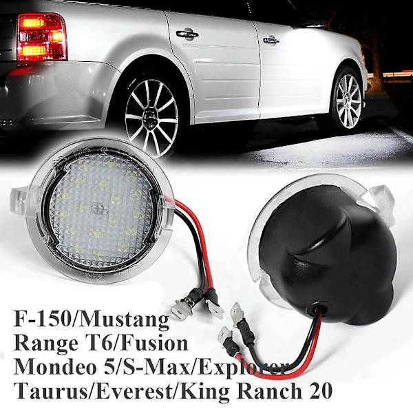 LED Side Mirror Puddle Lights Lamper til Edge Mondeo 5 Taurus E X Flex Explorer Expedition