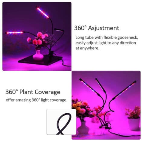 Flexibel LED-växtlampa för hydroponiska växthus med 3 stänger