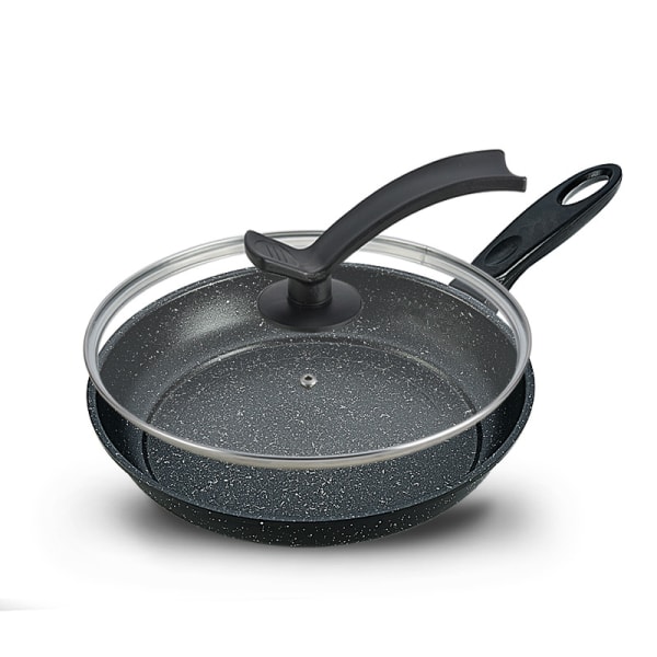 Non-stick frityrstekepanne, 26 cm/10,4 tommer wokpanne med lokk, ikke-kaldt håndtak, PFOA-fri