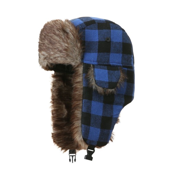 Pilothat Russisk hat vinterhue plaid efterårs- og vinterhat med høreværn vindtæt kold og varm Navy blue