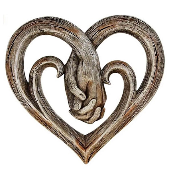 Plane wooden Flat Heart Holding Hands Wall Decor Unique Art Sculpture