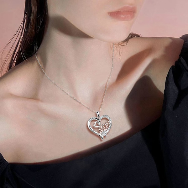 Present till mamma (dubbelt kärlekssmycke i silver) - Julklapp till mamma, födelsedagspresent till mamma | Mors dag-present till dotter och son Smycken G