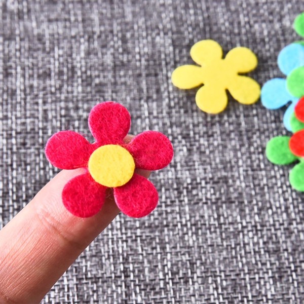 Zk-filt blomsterstoff Blomsterdekor gjør-det-selv-håndverk, assorterte farger (100)