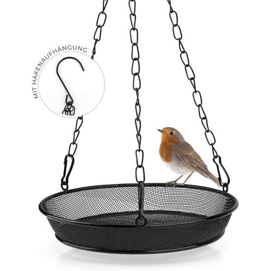 Hængende fuglefoderbræt - Udendørs metalfoderbræt - Diameter: 18 cm