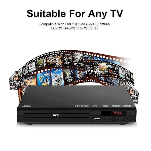 DVD-spiller for TV, alle regioner gratis DVD-CD-plater Av-utgang innebygd / Ntsc, USB-inngang, fjernkontroll