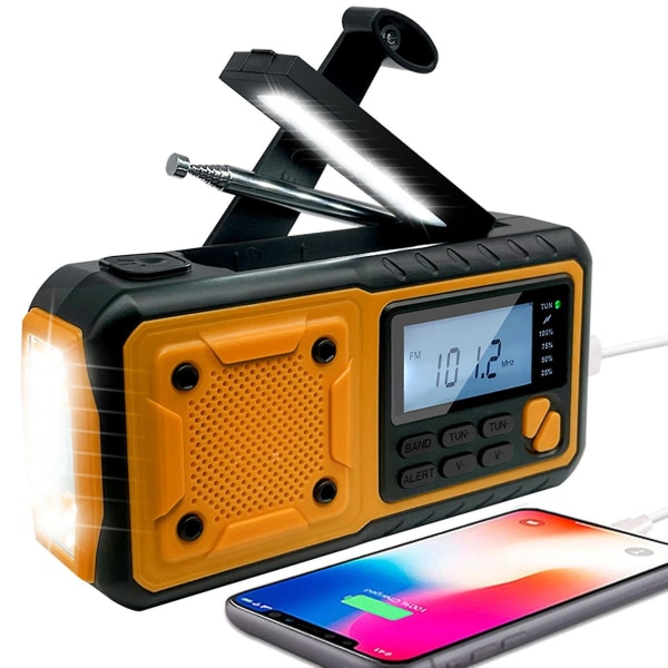 Nödväder Radio Utomhus Solar Handvev Radio Digital Fm Am Wb Radio Ficklampa Läslampa Sos Alarm 4000mah Batteri 3,5 mm Hörlursuttag