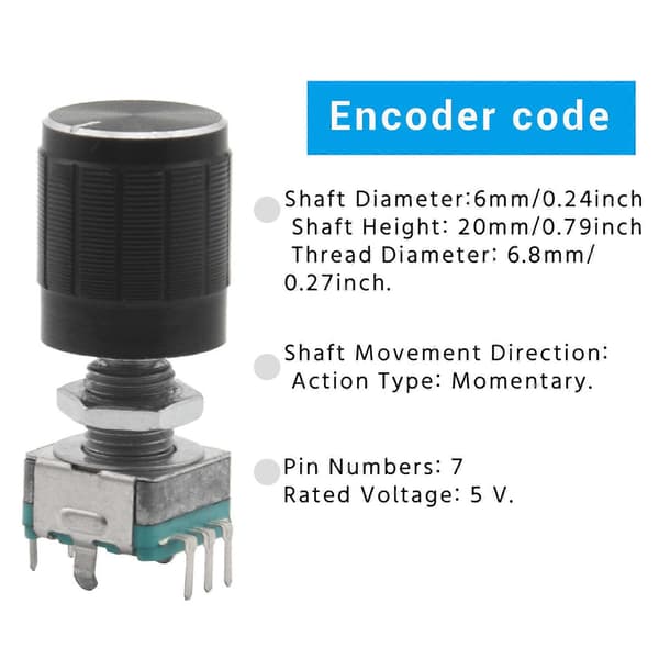 (7 Pin 20MM) 10 st 360 Grader EC11 Rotary Encoder Kodomkopplare Digital Potentiometer med Hattar