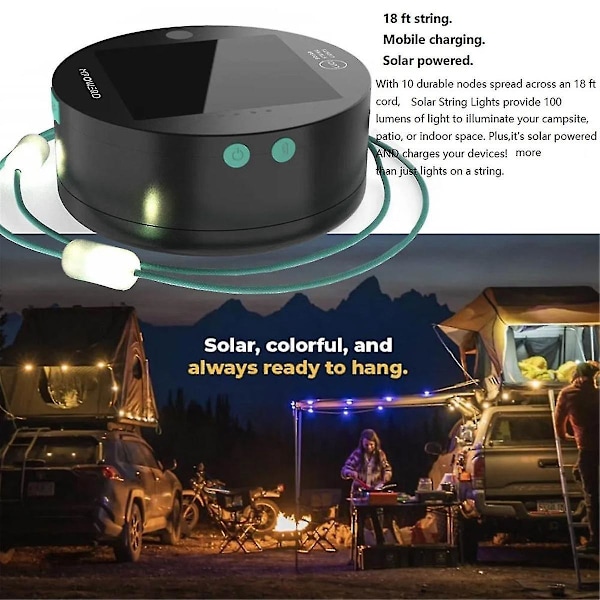 Utomhus Camping Ljus Solcellslingor LED Campinglampa Telefonladdare Utomhusprylar Camping Eq-hy