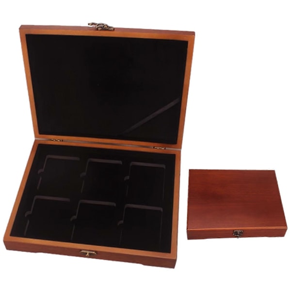 Mønt Slab Opbevaringsboks Massiv Træ Display Case passer til 6 Certificerede PCGS NGC Holdere js