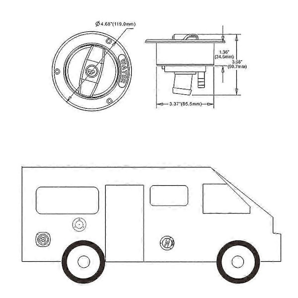 Husvagnstillbehör RV Modifierad Gravityvatteninlopp med Låsnyckel Vattentank Inlopplucka Trailer RV