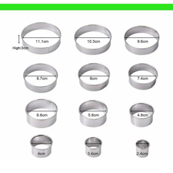 12 kpl pyöreitä keksileikkureita, keittiön keksileikkureita,