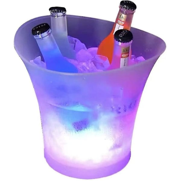 Led isspand, 5l flaskekøler med stor kapacitet - Champagnekøler - Vinkøler - Drikkevarekøler - Køler Led vandtæt med farveskift, til del